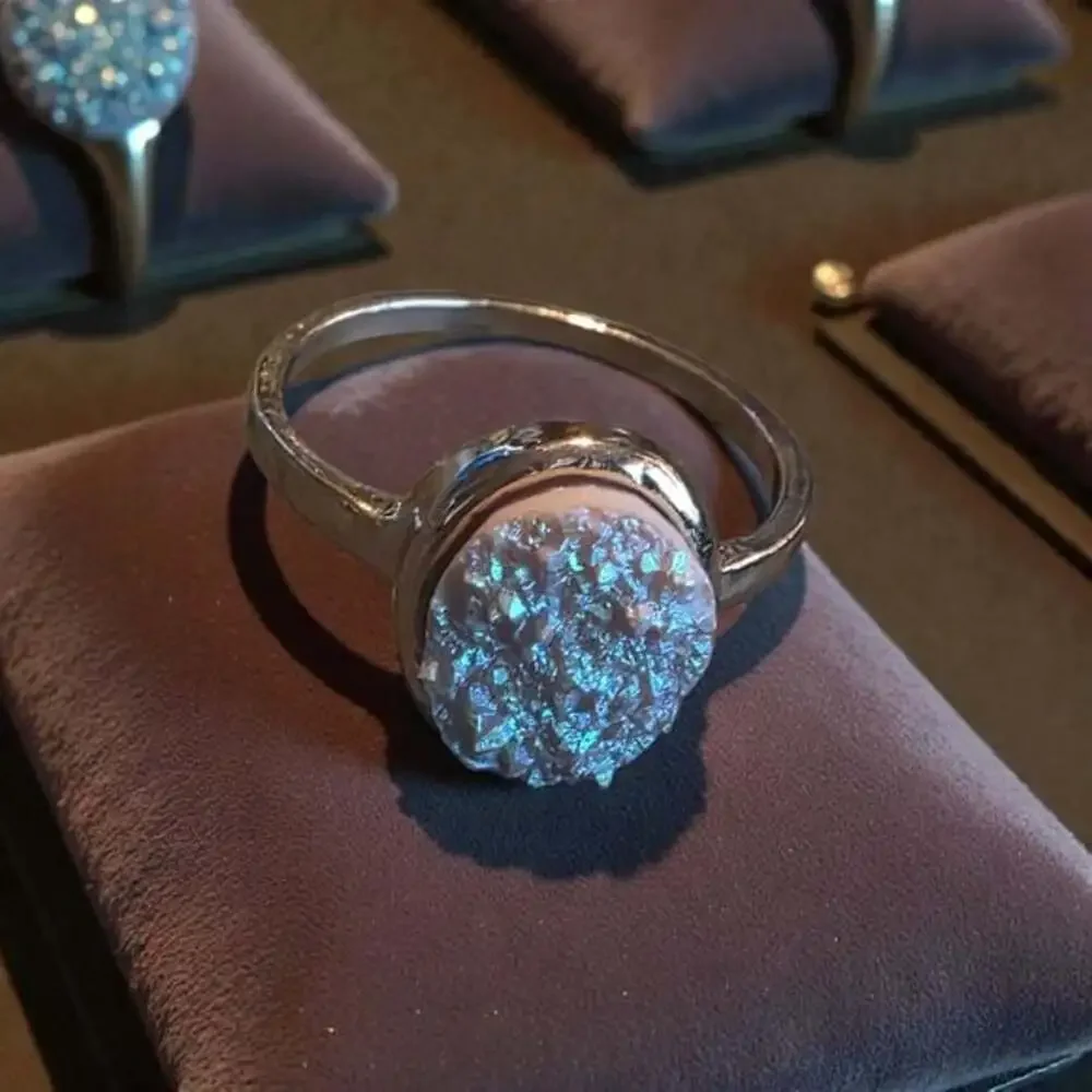 Gold and Blue Druzy Ring